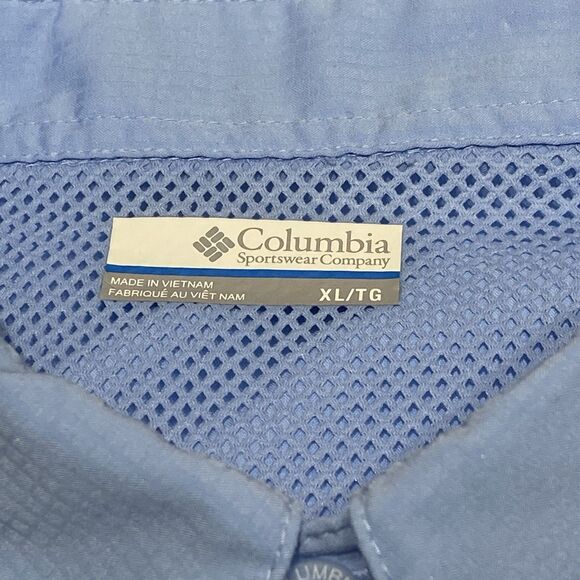 Columbia PFG Crystal Springs Short Sleeve Shirt Size XL Blue Fishing Vented - Picture 8 of 10